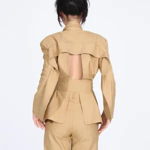 Blazer with BELT and Back CUT - Mustard