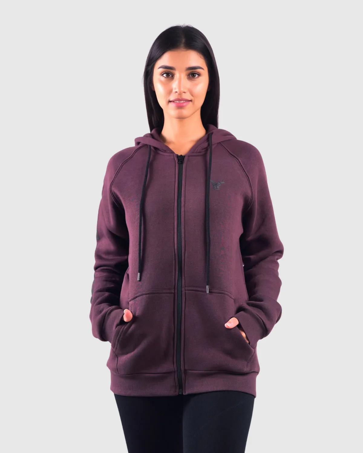 Capital Zip Up Hoodie Women - Burgundy