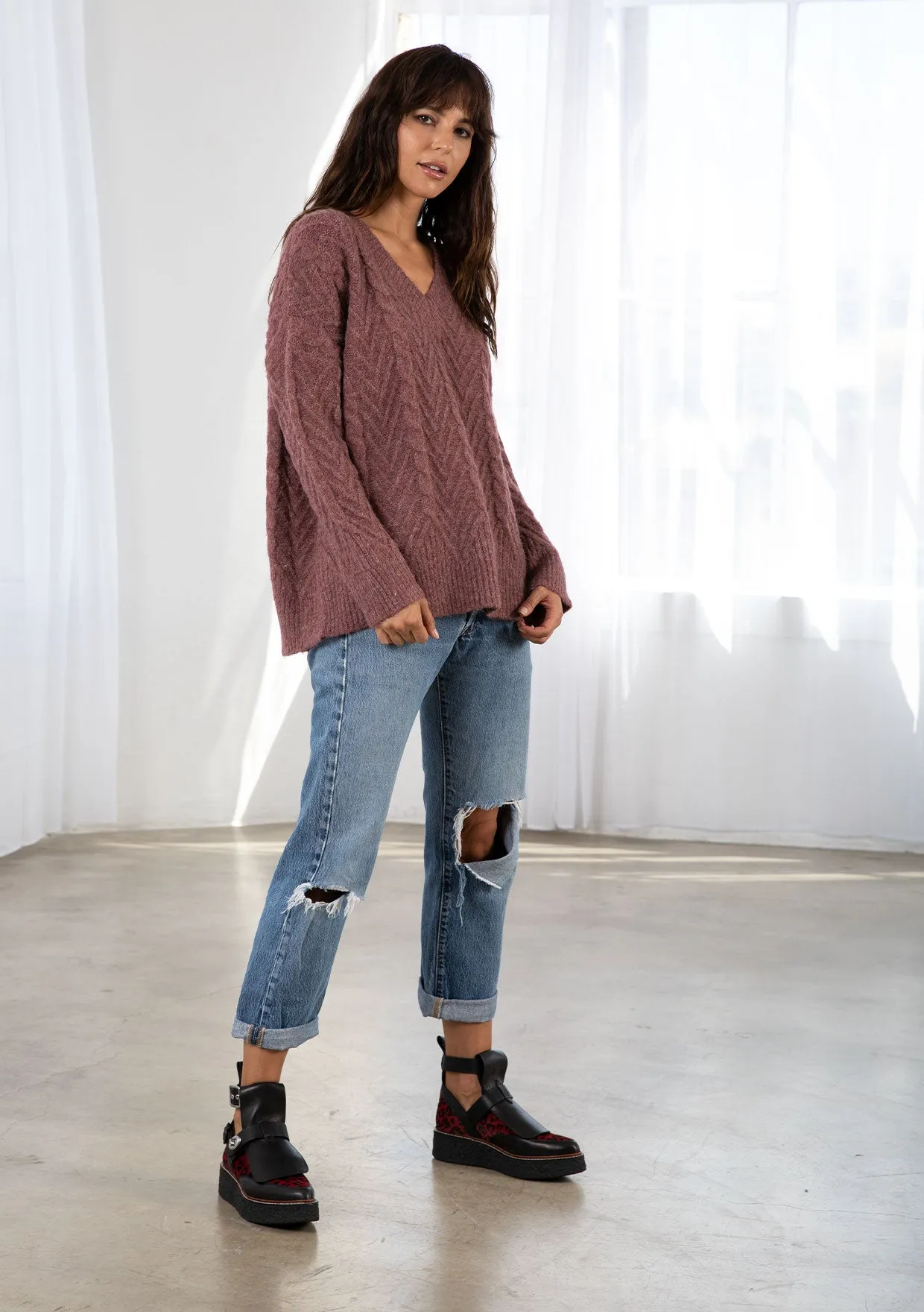 Cozy V Neck Pullover Sweater