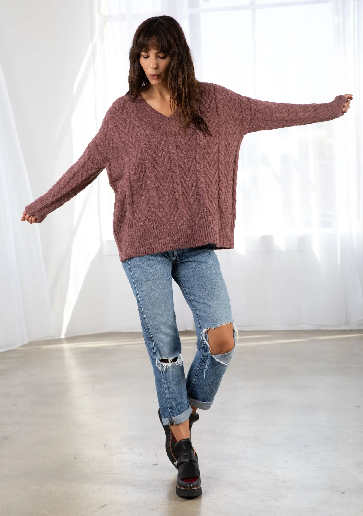 Cozy V Neck Pullover Sweater
