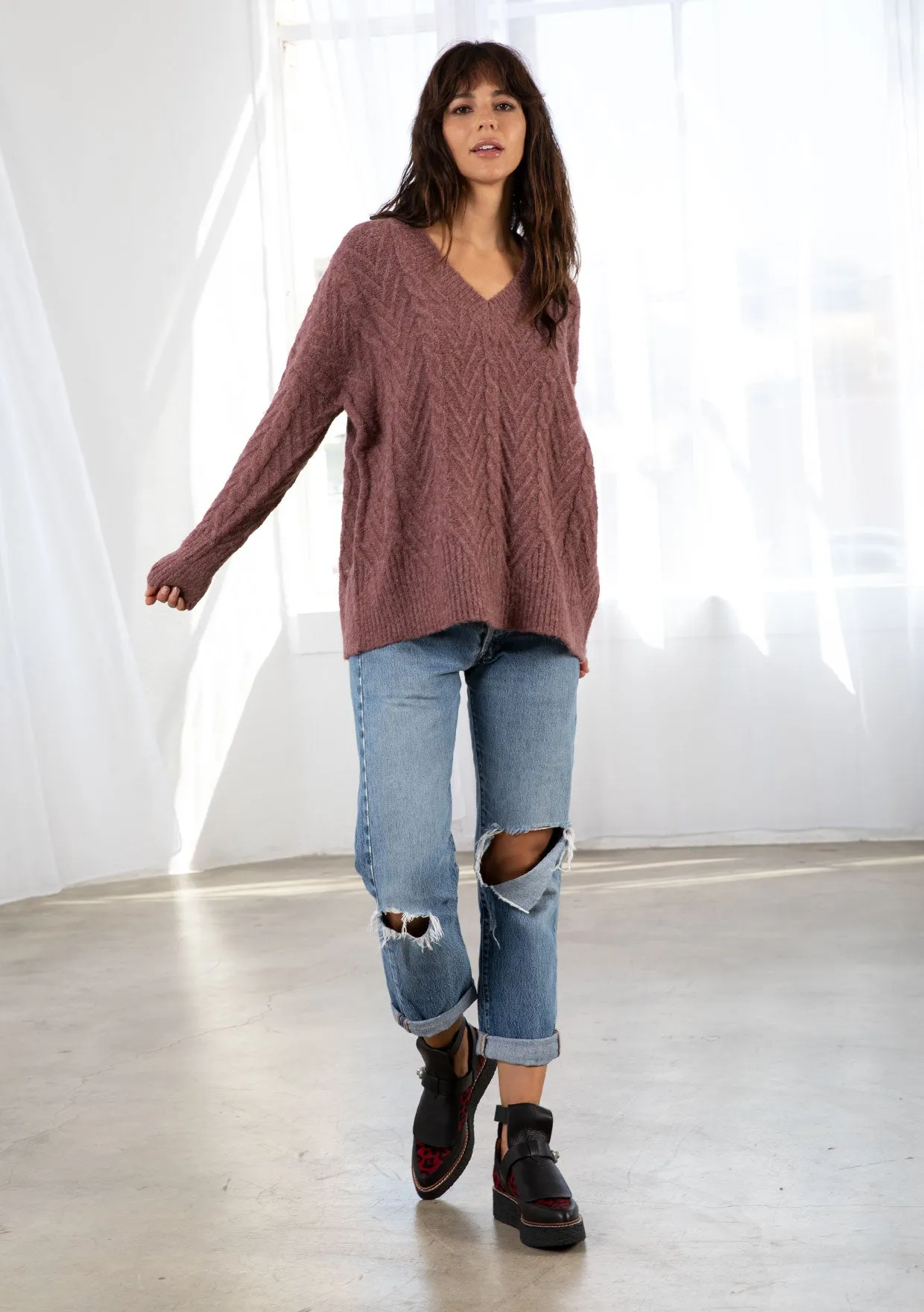 Cozy V Neck Pullover Sweater