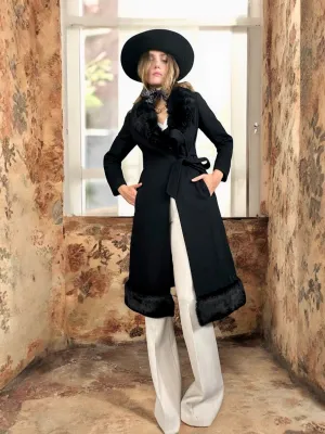 Jara, 70s black wool fur coat