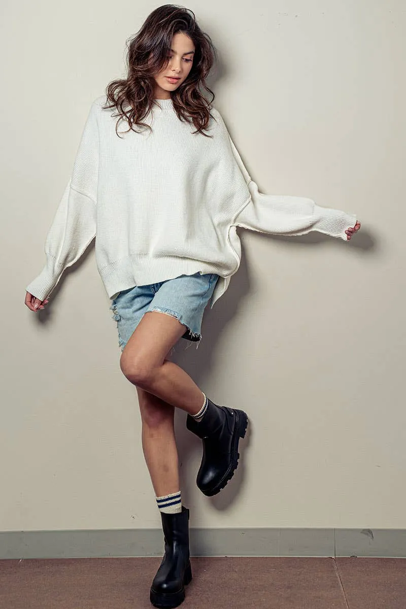 JOANIE OVERSIZED  CREW NECK COZY SWEATER