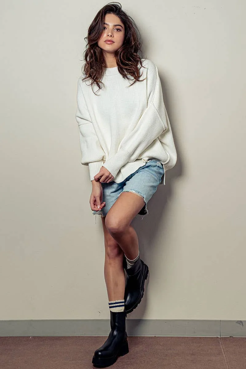 JOANIE OVERSIZED  CREW NECK COZY SWEATER