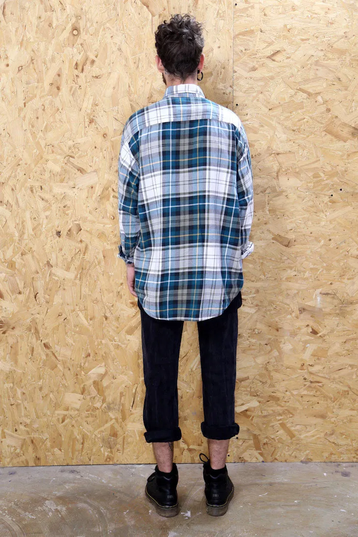 Long Sleeved Shirt in Green, Grey and Yellow Plaid