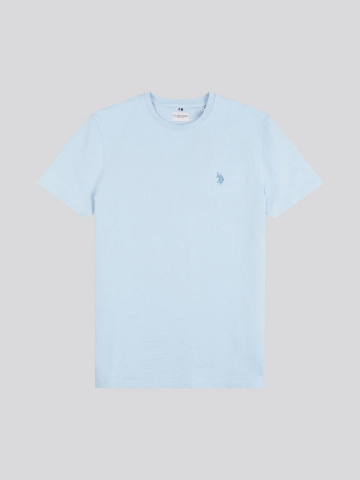 Mens Classic Fit Seersucker T-Shirt in Cashmere Blue
