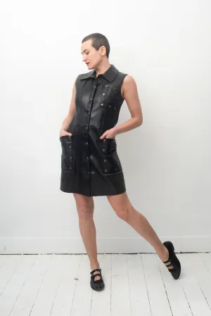 Pierre Cardin 60's leather dress / gilet with silver metal studs.