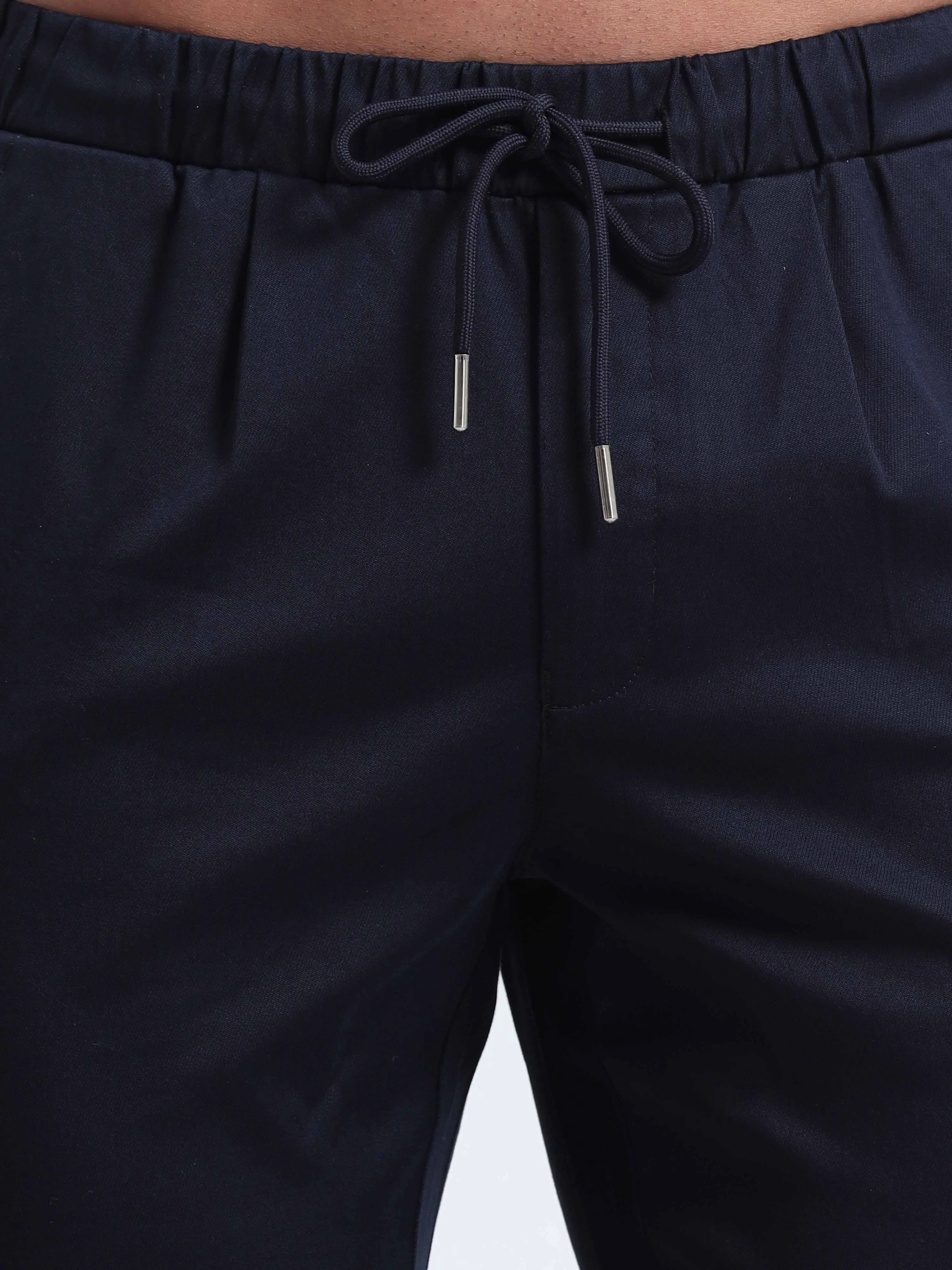 Rich Cotton Navy Flexi Waist Ankle Pant