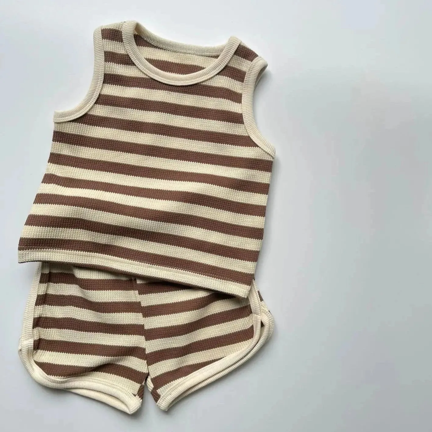 Striped Breathable Vest & Shorts Set