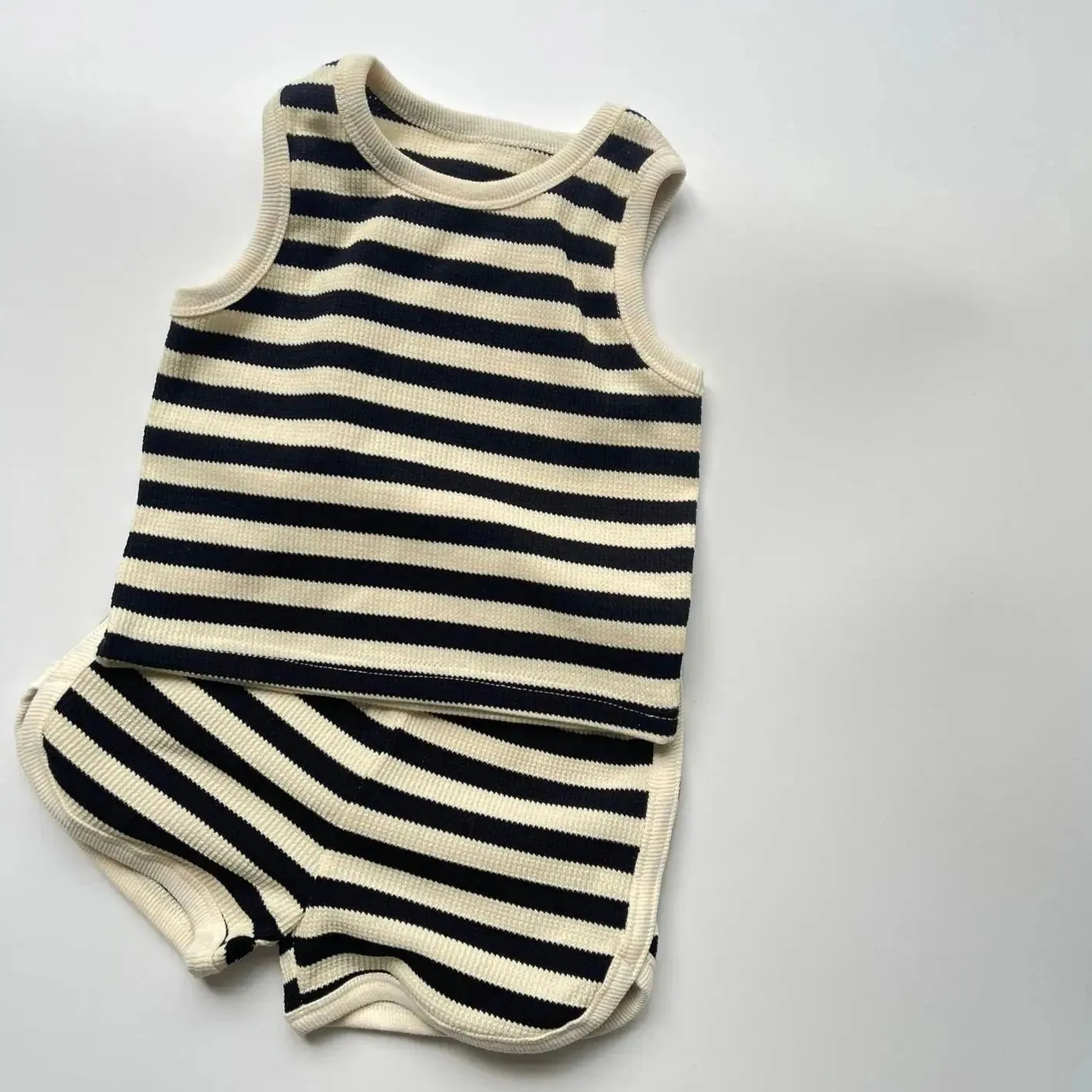 Striped Breathable Vest & Shorts Set
