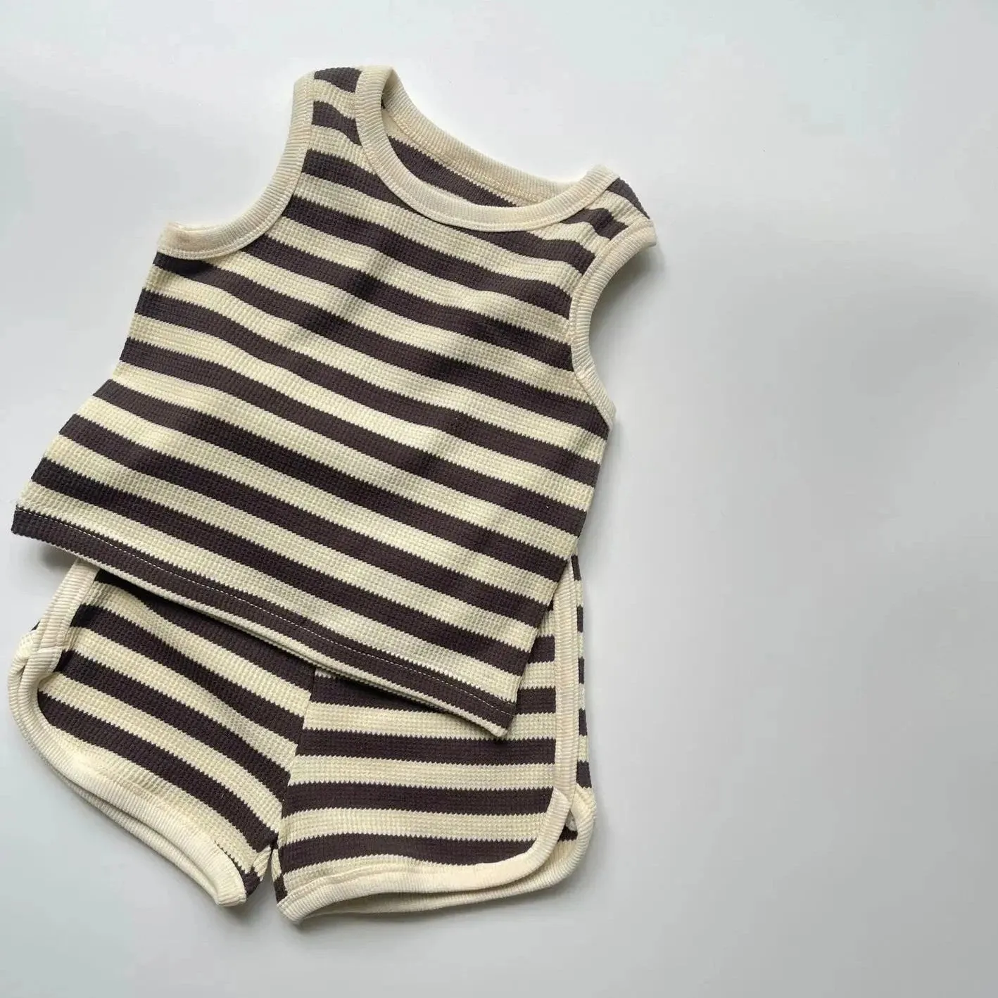 Striped Breathable Vest & Shorts Set