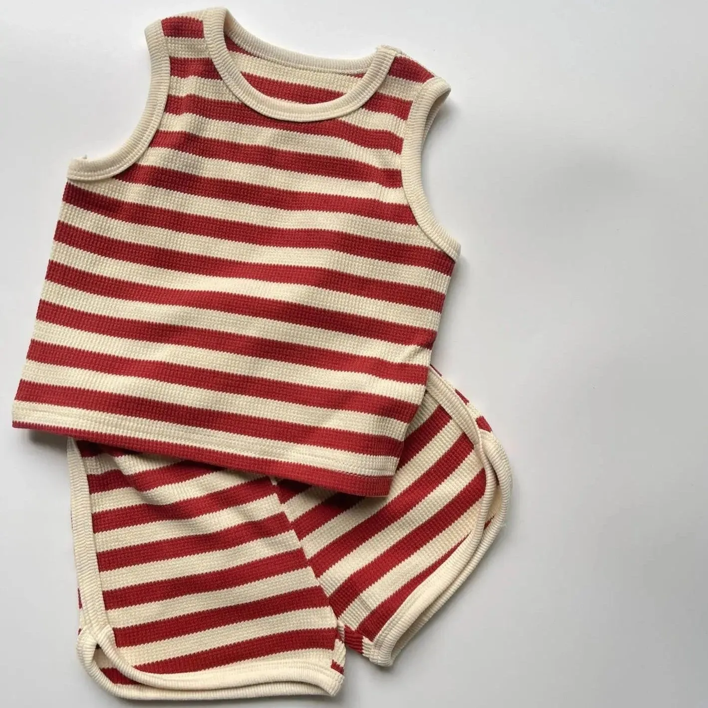 Striped Breathable Vest & Shorts Set